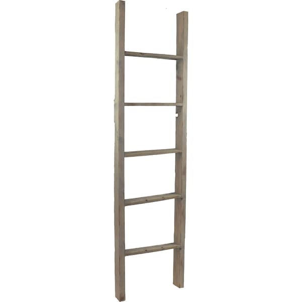 Ekena Millwork 19"W x 72"H x 3 1/2"D Vintage Farmhouse 5 Rung Ladder, Barnwood Decor Collection, Reclaimed Grey DECR019X072X04LDRGY - main